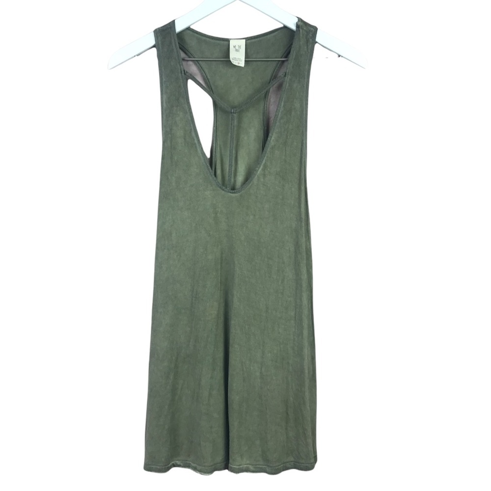 We The Free Amelia Moss Green T Front Cut Out Tank Top Women Sz M
